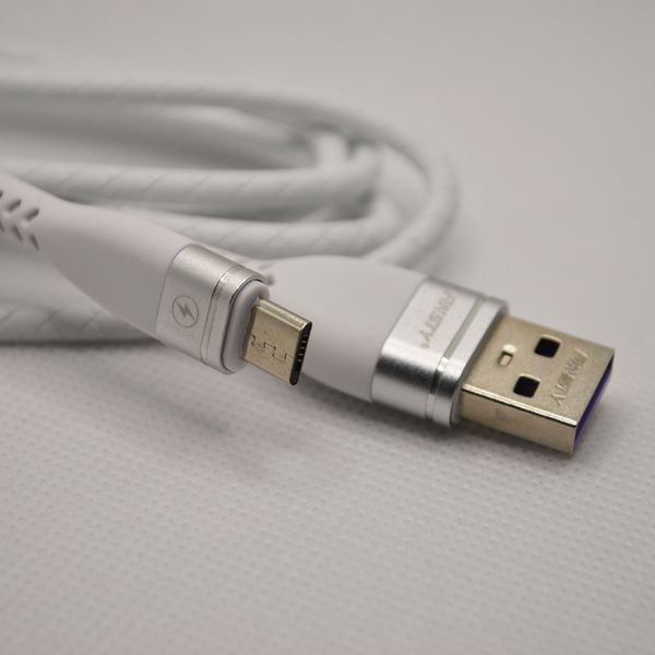 Кабель ANSTY S-035-A Zinc Alloy Micro USB QC 3.1A 1M White 49640 фото