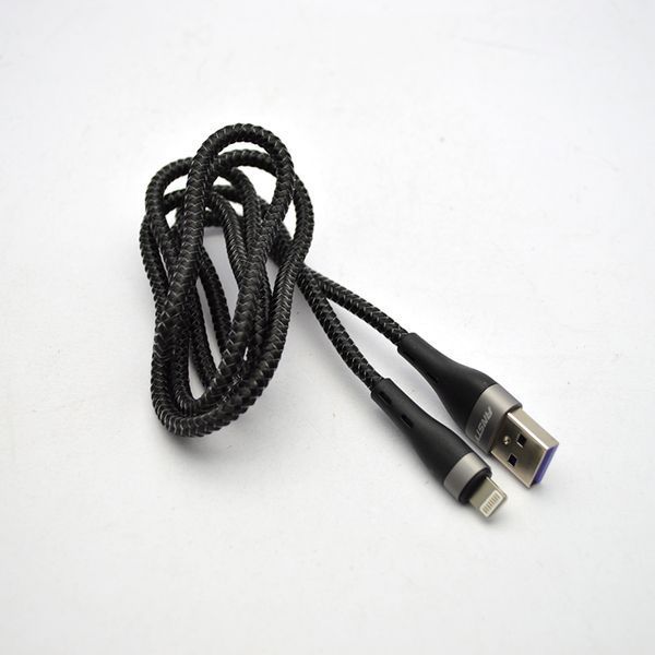 Кабель ANSTY S-023-I Zinc Alloy Nylon Lightning 5A 1M Black 39536 фото
