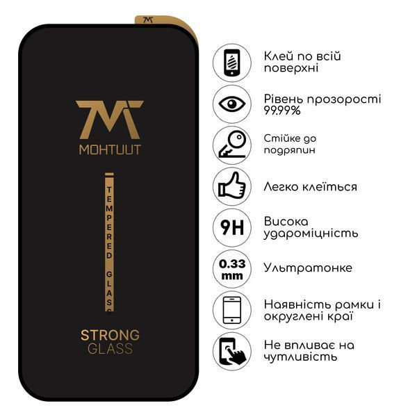 Захисне скло Mohtuut Strong Glass для Apple iPhone 12/12 Pro Black 28938 фото