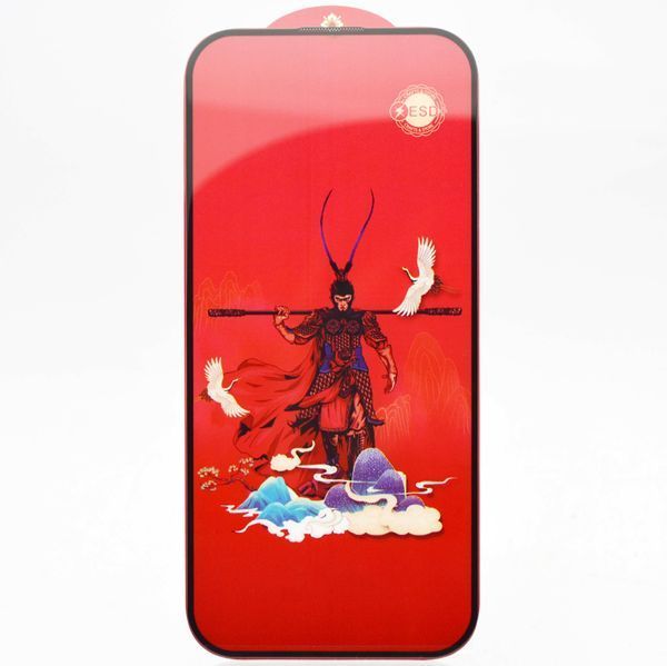 Захисне скло Monkey King ESD RED Glass для Apple iPhone 13/13 Pro/iPhone 14/16e Black 86243 фото