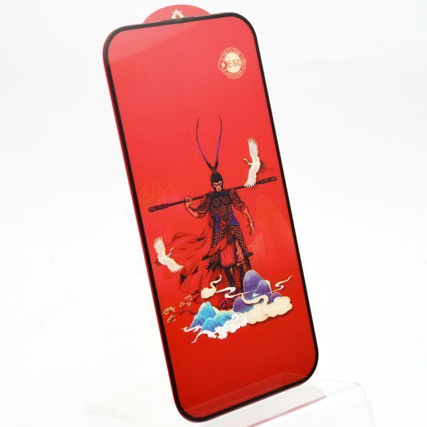 Захисне скло Monkey King ESD RED Glass для Apple iPhone 13/13 Pro/iPhone 14/16e Black 86243 фото