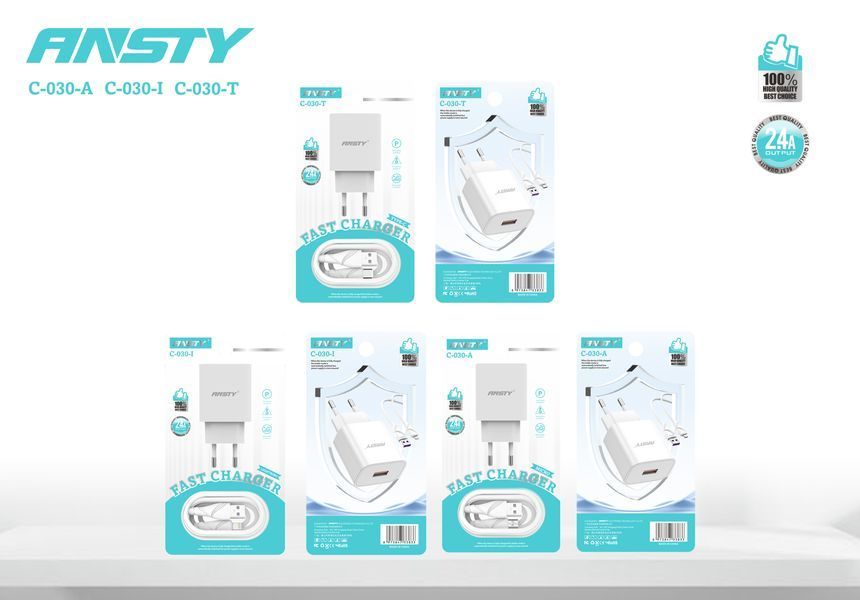Сетевой зарядный аппарат ANSTY C-030-A with Micro USB cable 2.4A 1 USB Белый 60927 фото
