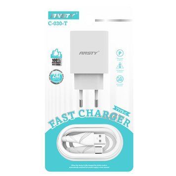 Сетевое зарядное устройство ANSTY C-030-T with Type-C cable 2.4A 1 USB Белый 76350 фото