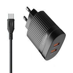 Сетевое зарядное устройство ANSTY C-015-T with Type-C cable 2USB 2.4A Черный 26485 фото