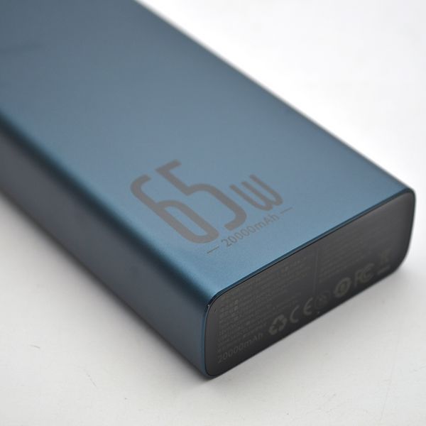 Зовнішній акумулятор Power Bank Baseus Adaman Metal 65W PD+QC 20000mAh Blue PPIMDA-D01 90274 фото