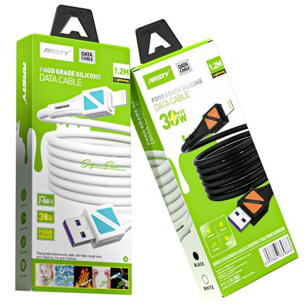 Кабель ANSTY Z-041-I Lightning Silicone 30W 3A 1.2M Білий 47712 фото