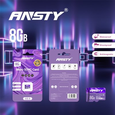 Карта пам'яті ANSTY AS-8 microSDHC 8GB Class 10 75MB/s no adapter 66773 фото