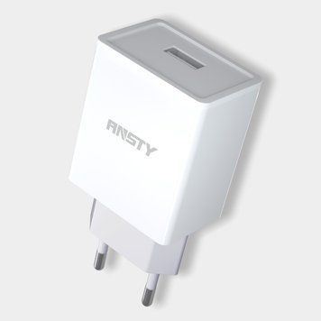 Мережевий зарядний пристрій ANSTY C-003 2.4A 1 USB Білий 72526 фото