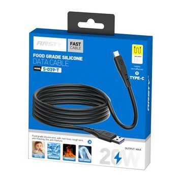 Кабель ANSTY S-039-T Type-C Silicone 5A 1M Чорний 87668 фото