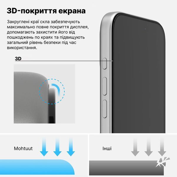 Защитное стекло Mohtuut 3D Ultra Clear для Apple iPhone 16 Pro 31908 фото