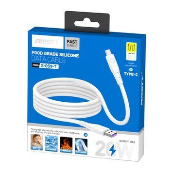 Кабель ANSTY S-039-T Type-C Silicone 5A 1M Білий 44256 фото