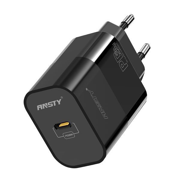 Сетевое зарядное устройство ANSTY AY-005 с Type-C to Type-C cable 20W PD 3.0 CE Черный 85559 фото