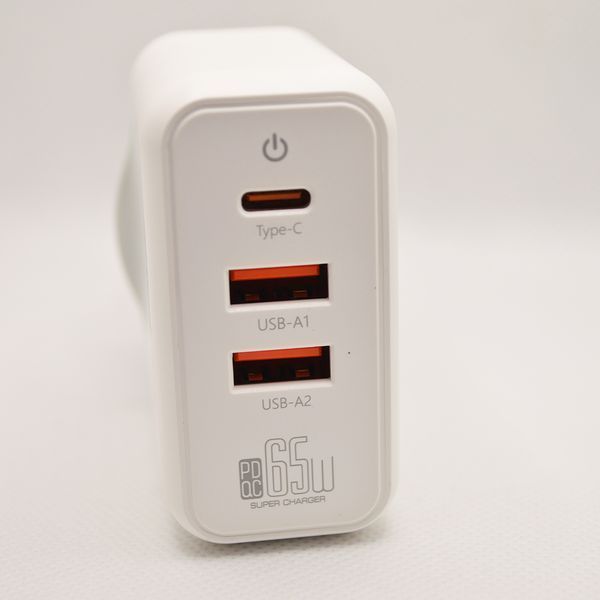 Сетевое зарядное устройство ANSTY GN-02-PT GaN 65W (1 Type-C / 2 USB) White 44204 фото