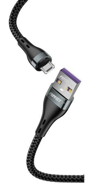 Кабель ANSTY S-023-A Zinc Alloy Nylon Micro USB 5A 1M Grey 89907 фото