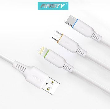 Кабель ANSTY Z-10 3-in-1 Cable 3A 1.2M Білий 88390 фото