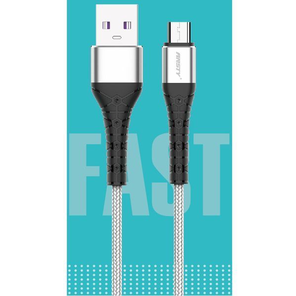 Кабель ANSTY S-011-A Micro USB Nylon 3A 1M Білий 14154 фото