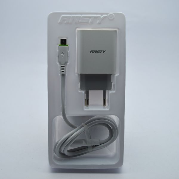 Сетевое зарядное устройство ANSTY C-005-A с Micro USB кабелем 1USB 2.4A White 71816 фото