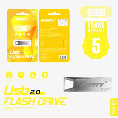 Флеш-драйв ANSTY FD-01 128GB USB 2.0 Silver 91152 фото