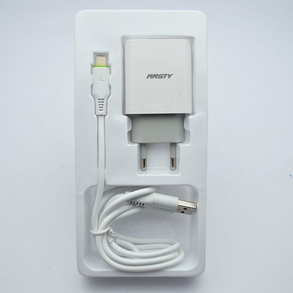 Сетевое зарядное устройство ANSTY C-005-I с Lightning кабелем 1USB 2.4A White 65544 фото