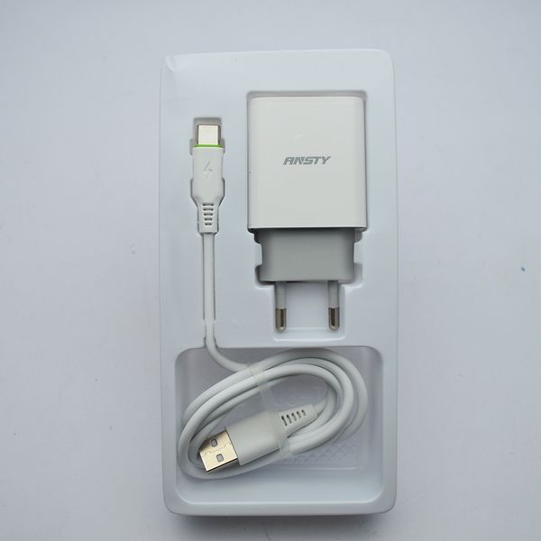 Сетевое зарядное устройство ANSTY C-005-T с Type-C кабелем 1USB 2.4A White 76696 фото