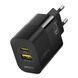Мережевий зарядний пристрій ANSTY AY-017 with Type-C to Type-C cable 20W PD + QC3.0 CE Чорний 85865 фото 2