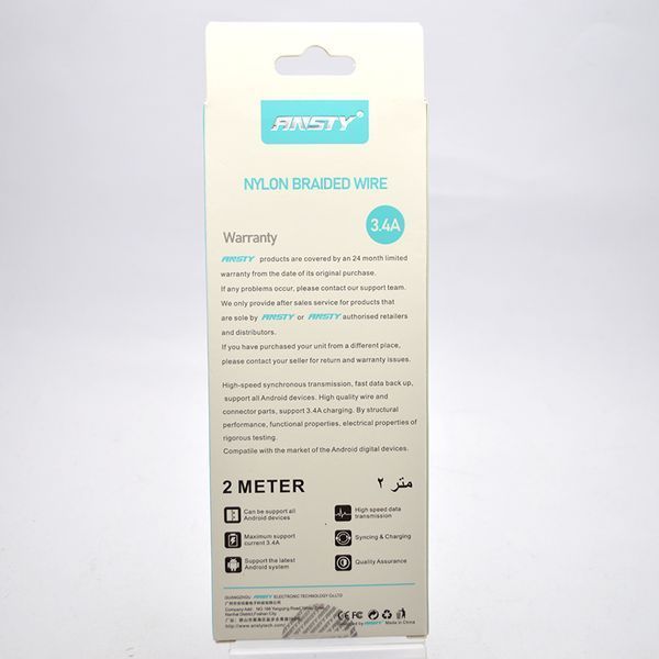 Кабель ANSTY ANS-88-A Nylon Micro USB 3.4A 2M Black 94124 фото