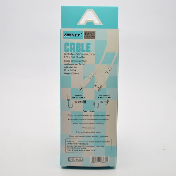 Кабель ANSTY Z-018-A Micro USB 1.2A 1M Black 78916 фото