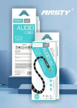 AUX stereo cable ANSTY AU-006 3.5mm to 3.5mm Fabric Black 31904 фото