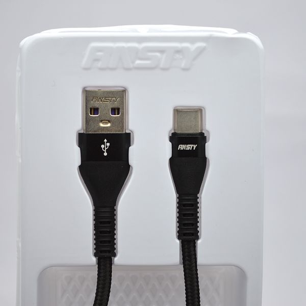 Кабель ANSTY ANS-88-T Nylon Type-C 3.4A 2M Black 87097 фото
