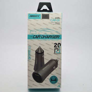 Автомобільний зарядний пристрій ANSTY CAR-09 (1 USB 18W / 1 Type-C 20W PD) Gray 88884 фото