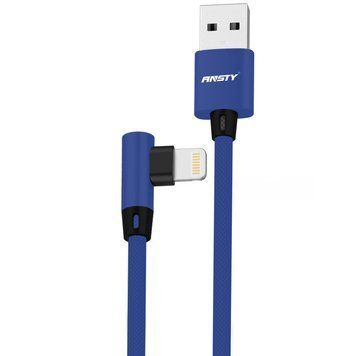 Кабель ANSTY S-045-I Lightning кутовий Nylon 2.4A 1M Синій 32832 фото