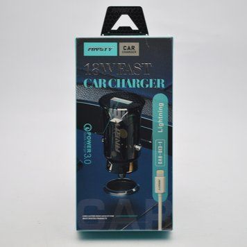 Автомобільний зарядний пристрій ANSTY CAR-013-I (1 USB 18W) з Lightning кабелем Black 78506 фото