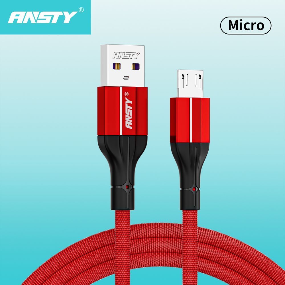 Кабель ANSTY S-018-A Micro USB Nylon 3A 1M Красный 80423 фото