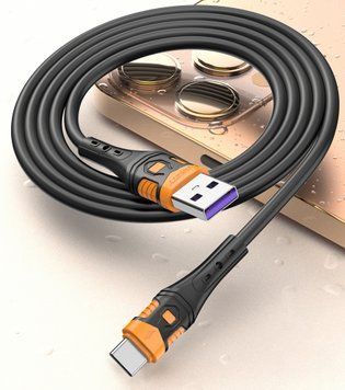 Кабель ANSTY Z-036-T Type-C Silicone 5A 1M Чорний 59798 фото