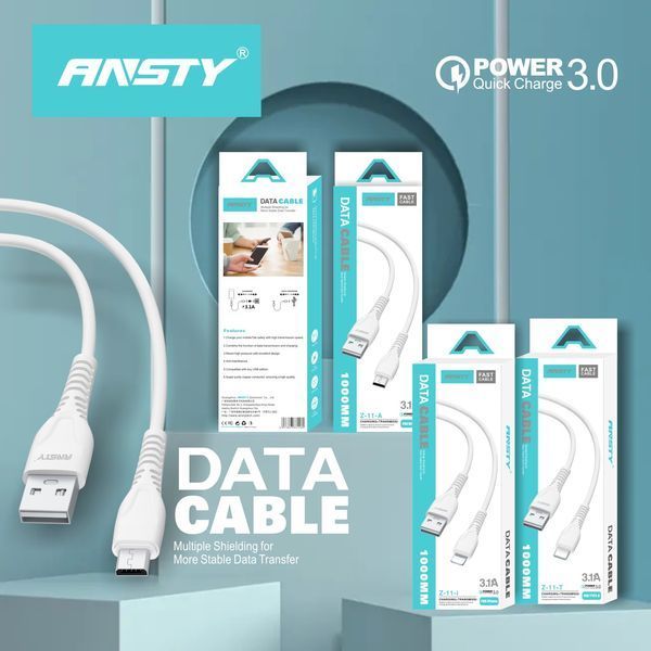 Кабель ANSTY Z-11-A Micro USB 3A 1M Білий 72292 фото
