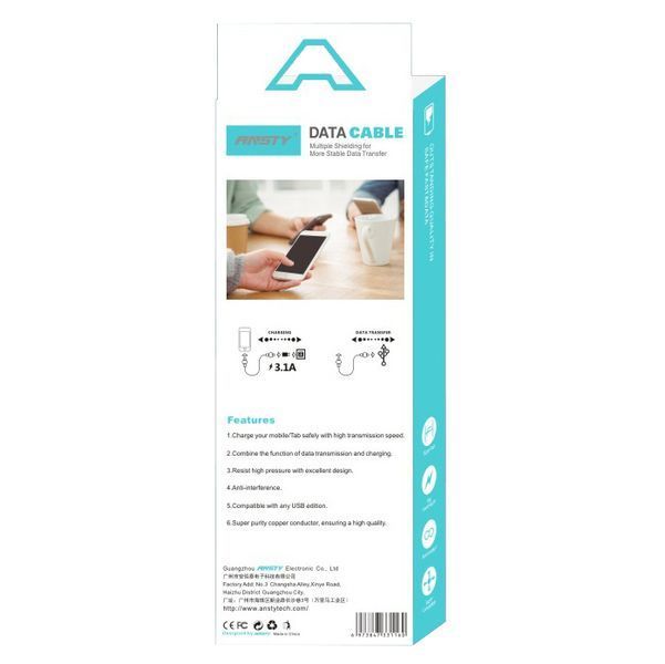 Кабель ANSTY Z-11-A Micro USB 3A 1M Білий 72292 фото