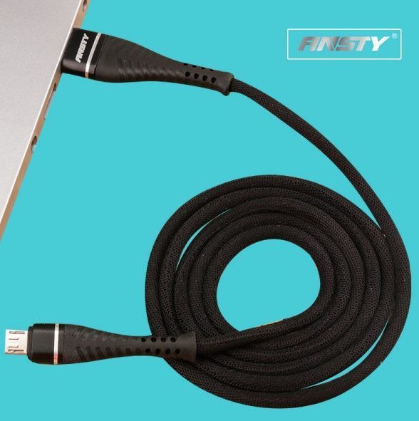Кабель ANSTY SA-001 Micro USB Nylon 3A 1M Black 90195 фото