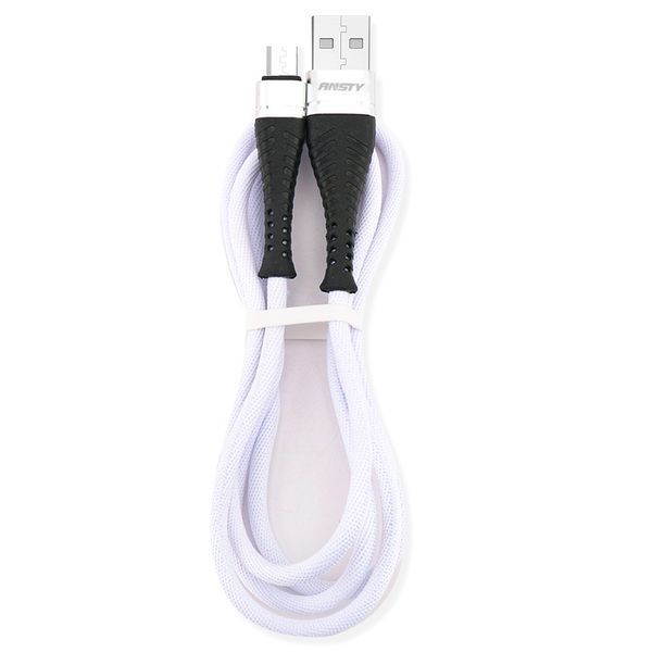 Кабель ANSTY SA-001 Micro USB Nylon 3A 1M Білий 52314 фото