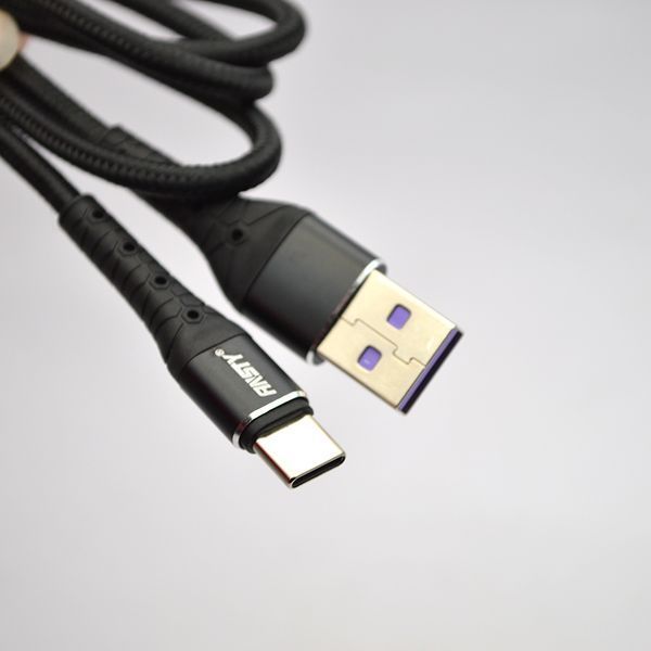 Кабель ANSTY S-033-T Zinc-Nylon Type-C QC 5A 1M Black 74055 фото
