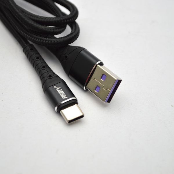 Кабель ANSTY S-033-T Zinc-Nylon Type-C QC 5A 1M Black 74055 фото