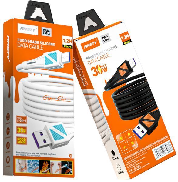 Кабель ANSTY Z-041-A Micro USB Silicone 3A 1.2M Білий 67470 фото