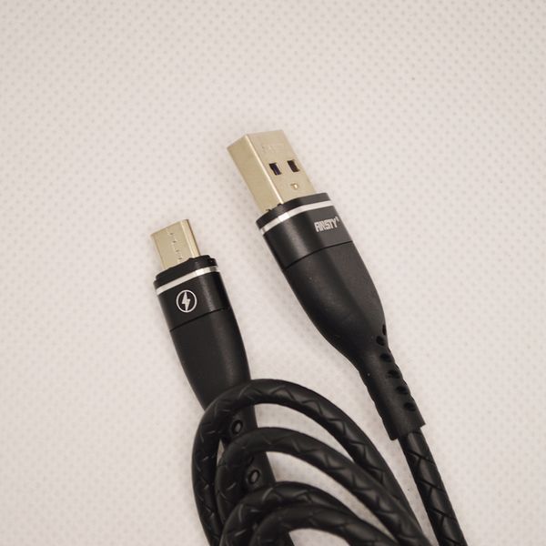 Кабель ANSTY S-035-A Zinc Alloy Micro USB QC 3.1A 1M Black 26912 фото
