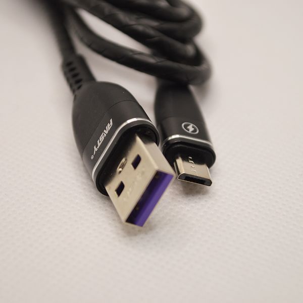 Кабель ANSTY S-035-A Zinc Alloy Micro USB QC 3.1A 1M Black 26912 фото