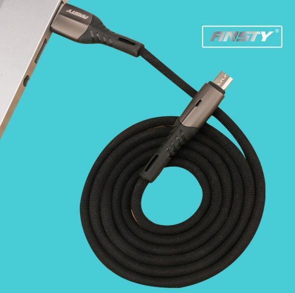 Кабель ANSTY SA-004 Micro USB Fabric LED 5A 1M Blue 81525 фото